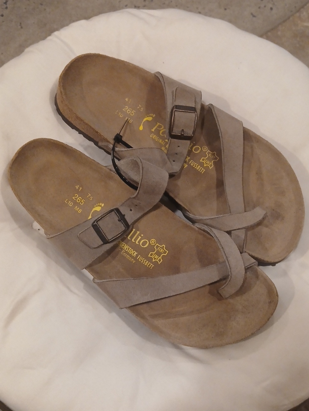 Birkenstock PapillioTaupe Suede Double-Strap Slide Sandals